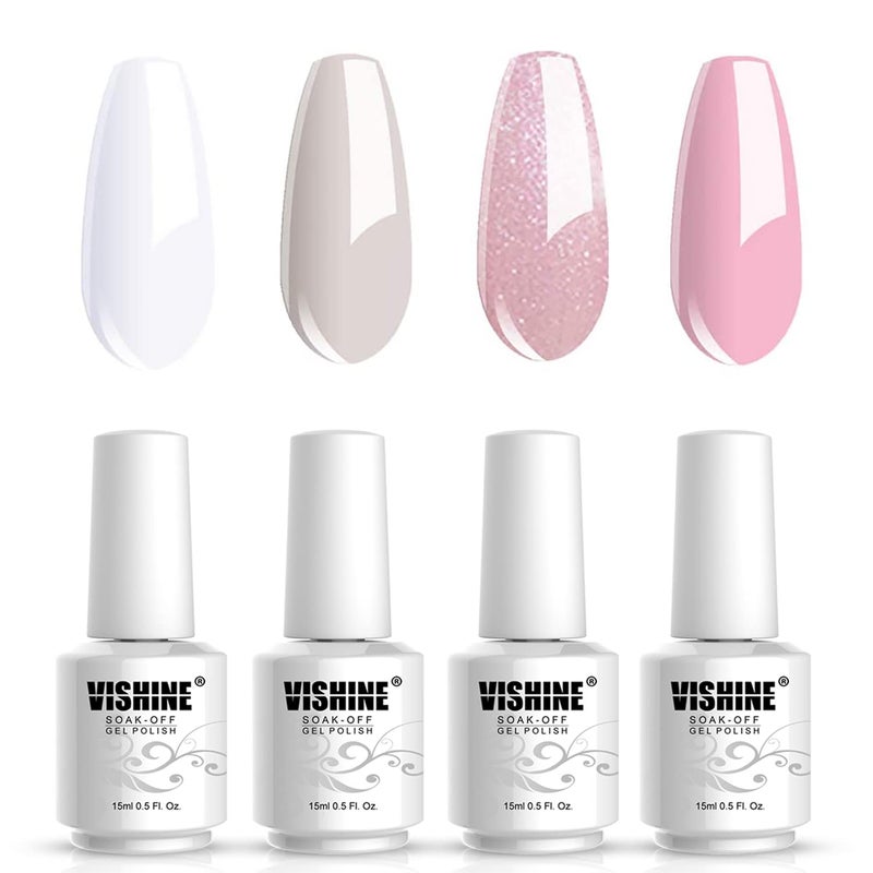 Vishine Nail Art UV LED Lamp Gel Polish Long-lasting Manicure Kit 4 Colors Set C183 - Image 1